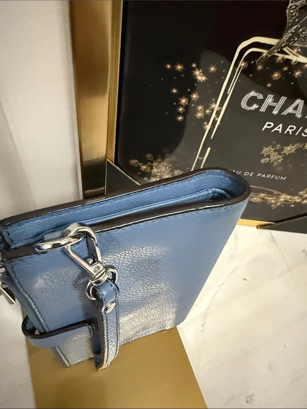 Michael Kors Light Blue Leather Wristlet Wallet